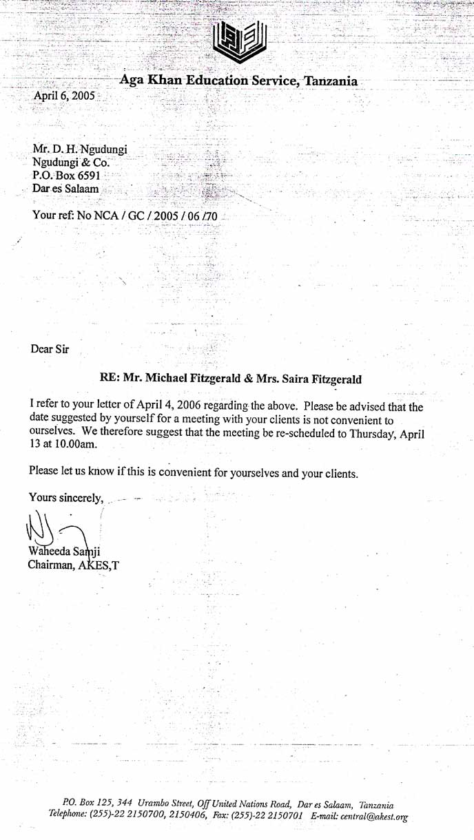 AKES'T's response to our lawyer The Chair of AKES'T's response to our lawyer's letter