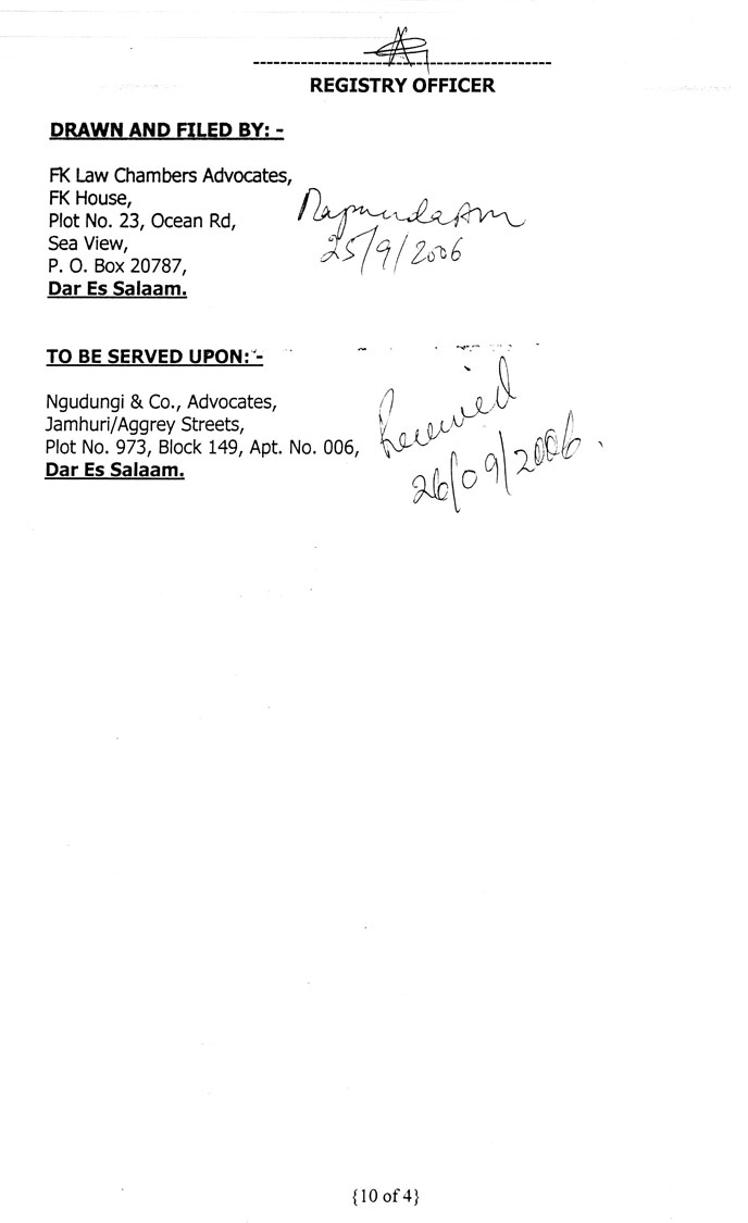 The tenth page of the defendant's written submissions