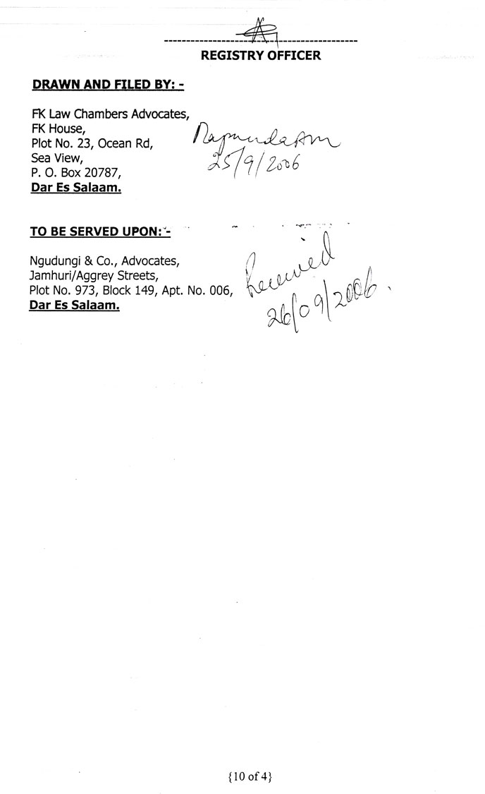 Defendant's Written Submissions page 10 The tenth page of the defendant's written submissions