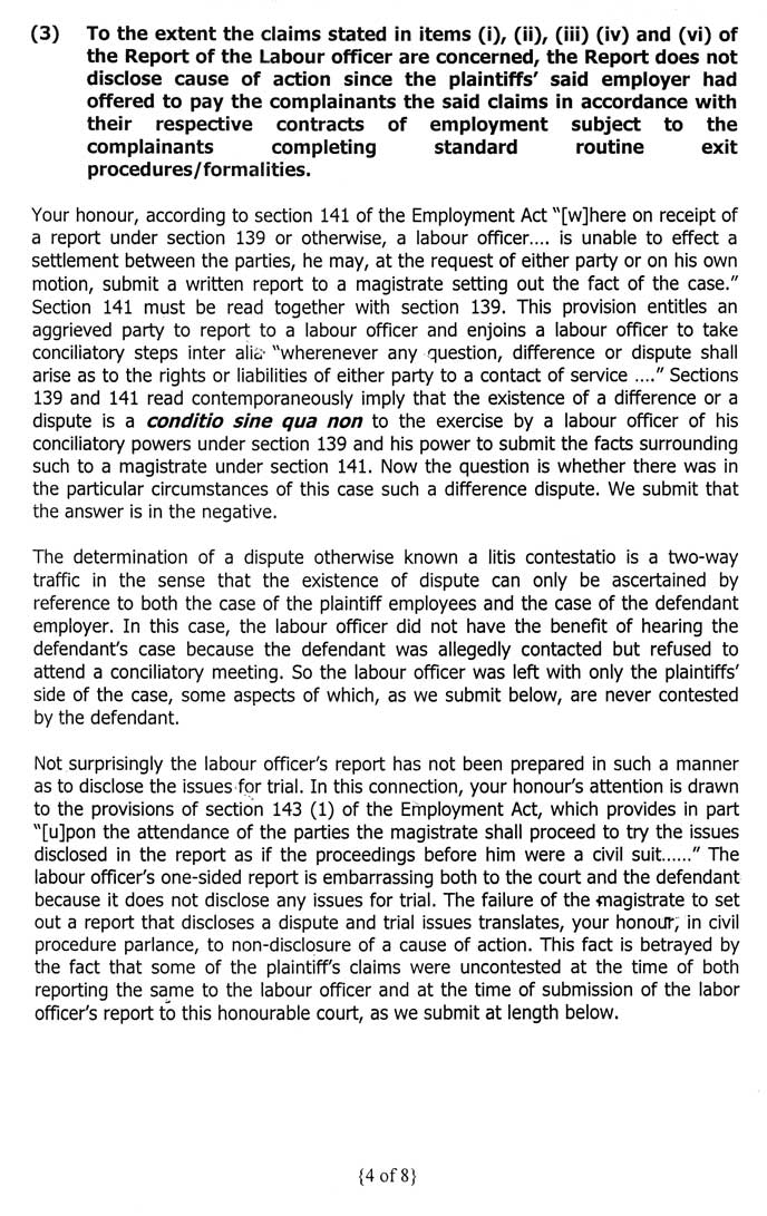 Defendant's Preliminary Objections page 4 The fourth page of the defendant's preliminary objections to our suit