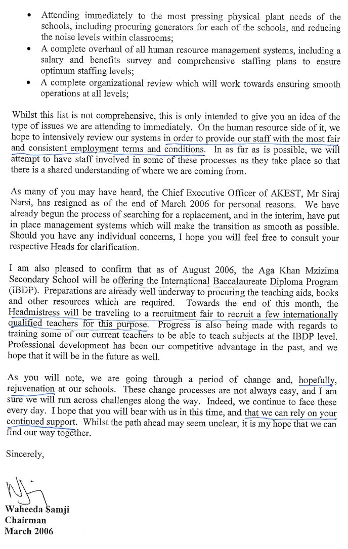 AKES,T Letter to staff page 2 Page 2 of a letter from AKEST to all staff