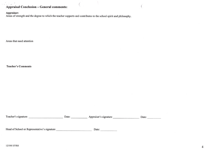 AKMSS Staff Appraisal Form page 4 Page 4 of the 2006 AKMSS staff appraisal form