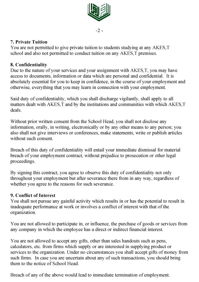 AKES,T Contract page 2 The second page of the contract with AKES,T