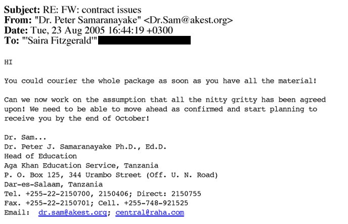 AKES,T's agreement An email from the Head of Education of AKES,T stating that we have a contractual agreement