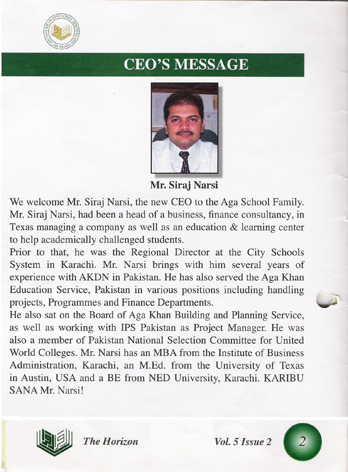 A blurb on Siraj Narsi, the CEO of AKES,T in 2005-2006